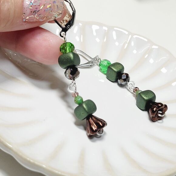 NEW BOHEMIALIZ earrings 689chocog#mfs Czech flower dangle earrings fairy earring - Picture 4 of 5